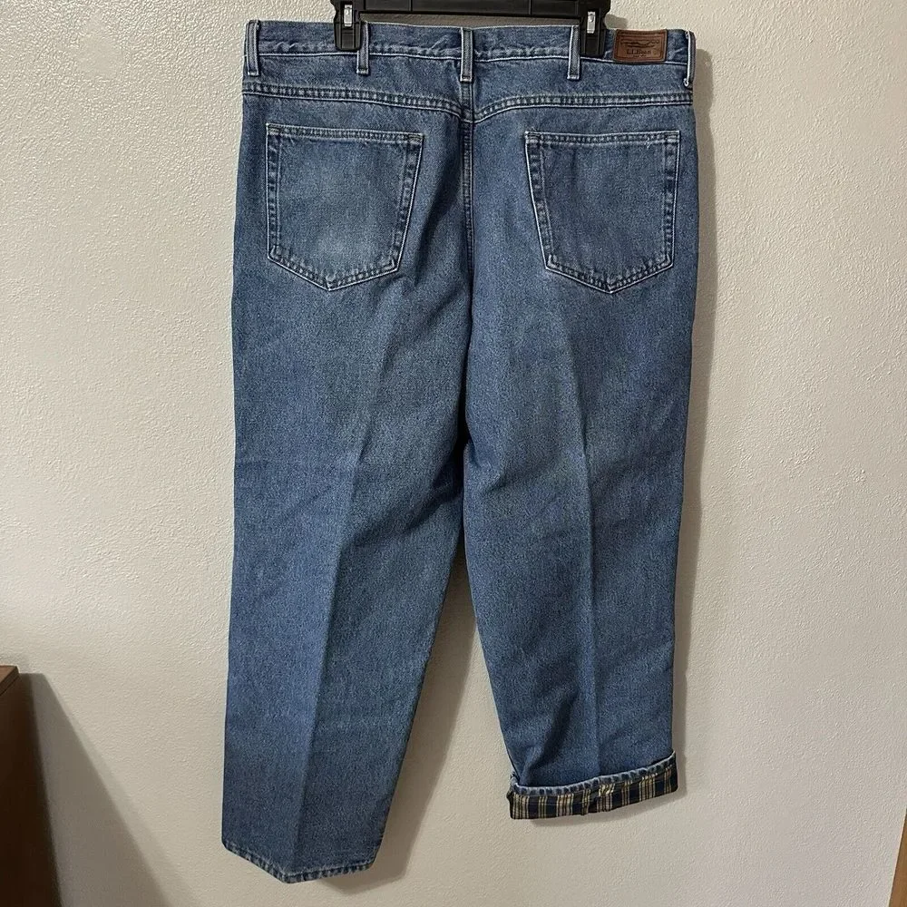 LL Bean Jeans 40x30 Double L Relaxed‎ Fit Flannel Lined Cotton Cold Weather Work